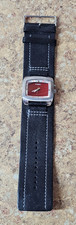 Fossil BG1039 Men's Watch Red Dial w/ Black Leather Band Pre-owned 39mm
