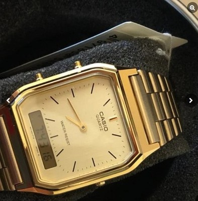 Casio AQ-230GA-9D Unisex Stainless Steel Band Digital Analogue Wrist Watch Gold