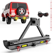 Off-road Rear Bumper Wtire Carrier Amber Lights For 1984-2001 Jeep Cherokee Xj