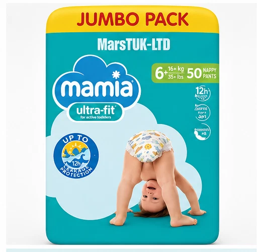 Mamia Ultra Fit Nappy Pants Size 6+ 16kg+ Jumbo Pack 50 Pack Leak Guard