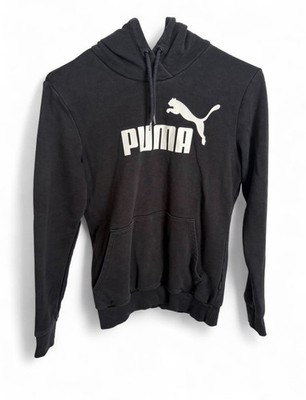 PUMA Mens Essentials Big Logo Fleece Pullover Hoodie Black Sweatshirt Size Small