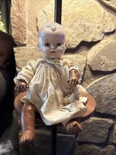 Vintage Creepy Doll w/ Moveable Eyes. Antique Super RARE
