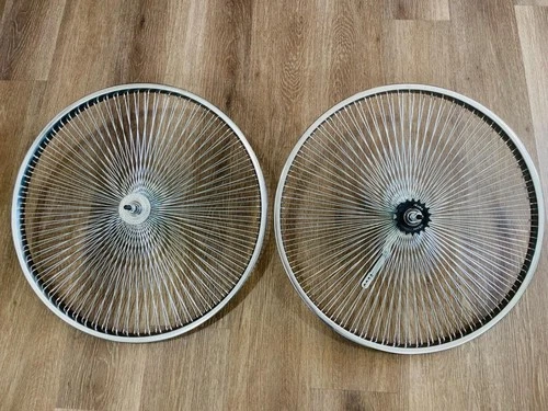 Pair of 26" Cruiser Lowrider Bicycle Dayton CHROME Wheels 144 Spoke Front & Rear