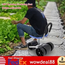 Height Adjustable 360° Rotating Gardening Seats Rolling Wheel Stool Kneeling Pad