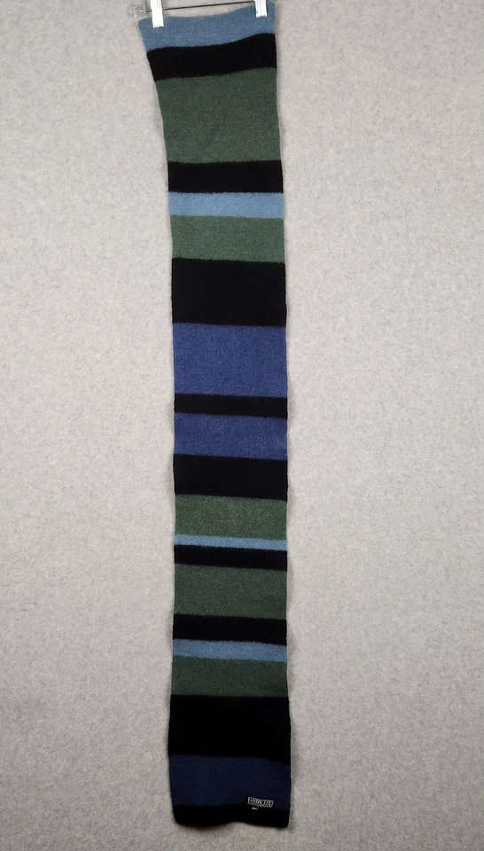 Lands End Bufanda Para Hombre Grande Verde Azul Negro Rayas Mezcla Lana Invierno Cálida Foto 2 de 4