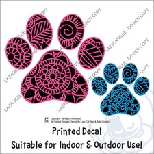 Pawprint Dog Cat Print Mandala Decal Sticker Pet Paw Love Life Bark Meow Crazy