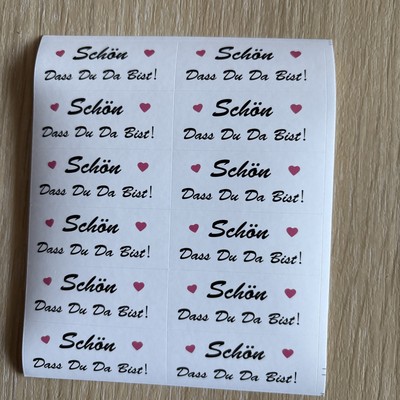 Schön Das Du Da Bist Aufkleber, 24 Stück, Pinke Herzen