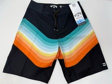 NWT Billabong Board Short Boys, Size 25, Sunday Slr . Swim Short. Black/striped