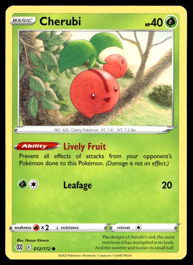 Cherubi 12/172 Pokemon Card Brilliant Stars Common 40 HP Near Mint SX