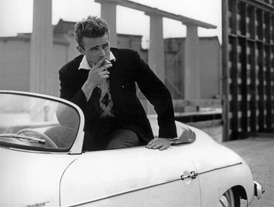 James Dean Smoking Classic Car Vintage Black & White Picture Photo 5x7