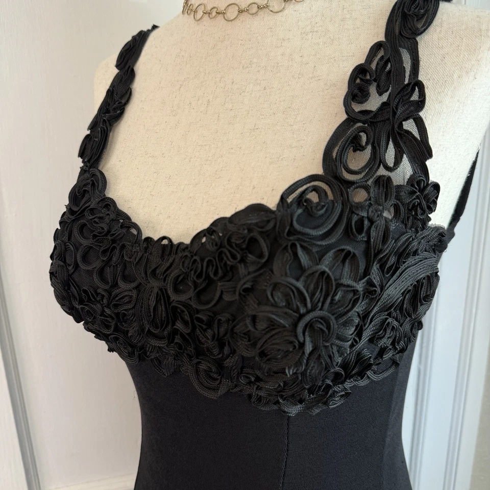 Винтажный 90-х Charlotte Russe розетка мягкий гот макси обтяжку платье черный Wms M - Изображение 3 из 4