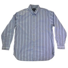 Tommy Hilfiger Men s XL Blue White Striped Button Front Shirt Long Sleeve