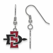 Sterling Silver San Diego State  Small Enameled Dangle Wire Earrings