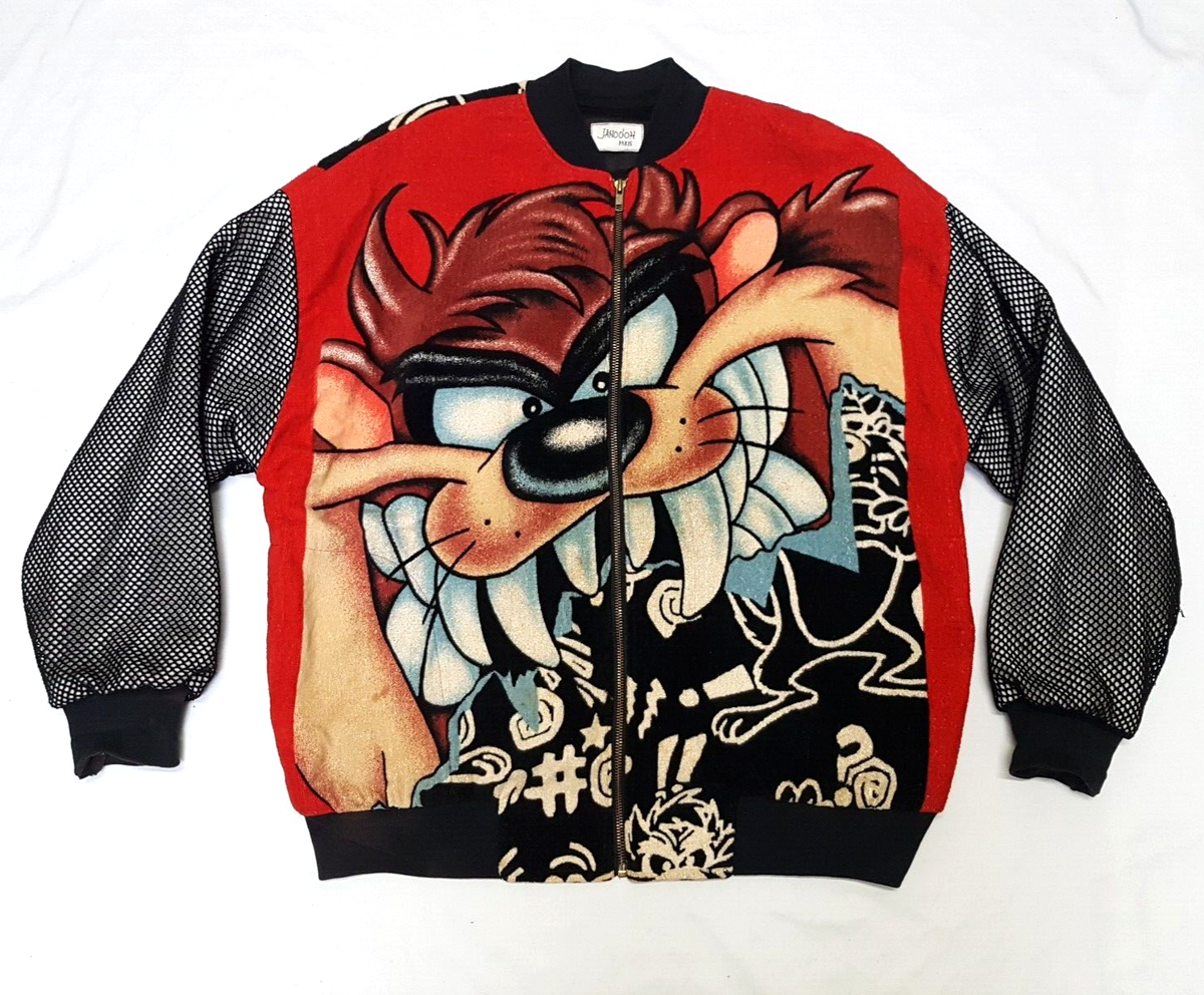 TAR COMMUNICATIONS 20th スタジャン XL VINTAGE JAHOOOH PARIS LOONEY TUNES TAZ TASMANIAN DEVIL TERRYCLOTH
