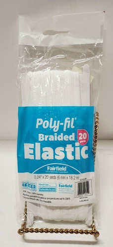 2 PACKS of FAIRFIELD White Poly-fil Braided Elastic 0.24" x 20 Yards (NEW) - Foto 4 di 5