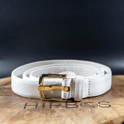 GUESS Damen Gürtel Leder Jeansgürtel Weiß Größe M