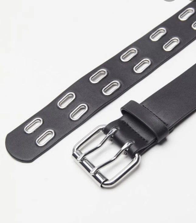 Urban Outfitters Black Belt With Oval Grommets Small New eBay