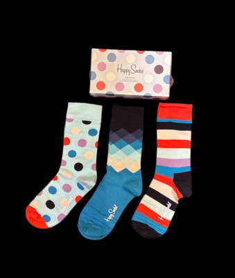 Happy Socks 3er-Set=3 Paar Socken Strümpfe, Unisex Herren Kinder Damen Gr. 36-40