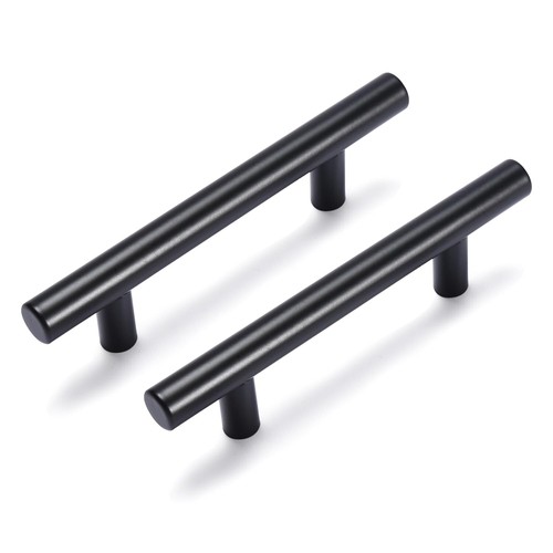 18x Matte Black Euro Cabinet Pulls – Bolt Dropper Kitchen Handles