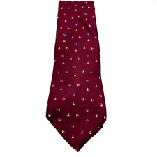 Vintage Guy Laroche Paris Tie Cravat Burgundy Red Geometric USA