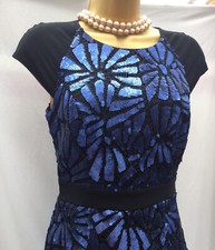 New Lipsy Vip Size 6 Navy Blue All Over Sequin Dress Cocktail Wedding £130 BNWT