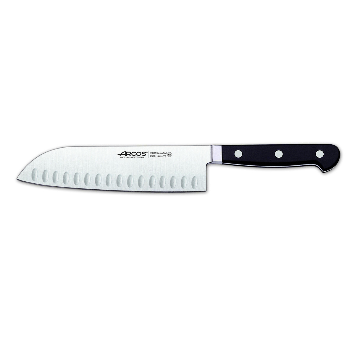 Cuchillo Santoku Arcos Clásica 256600 de Acero Nitrum, con Mango de Polioximetil