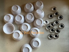 BJD HÁGALO USTED MISMO Ojos Acrílicos en Blanco Media Bola con Pupilas Negras (2 Pares)