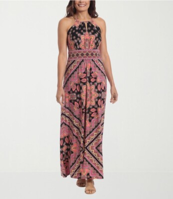 London Style Women s Sleeveless Medallion Maxi Dress