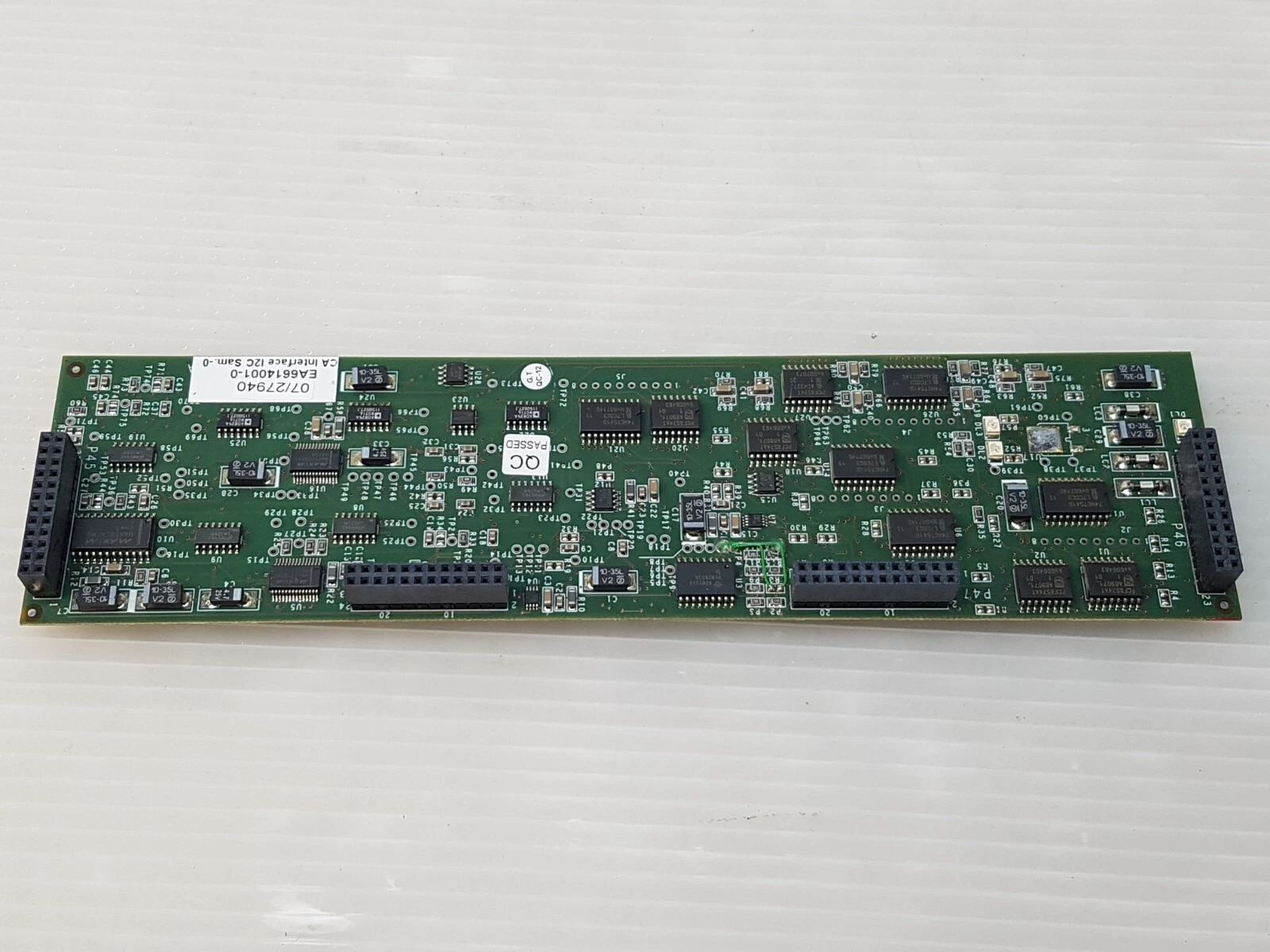 EA6614001-0 interface board rotated, showing the label and edge header connectors