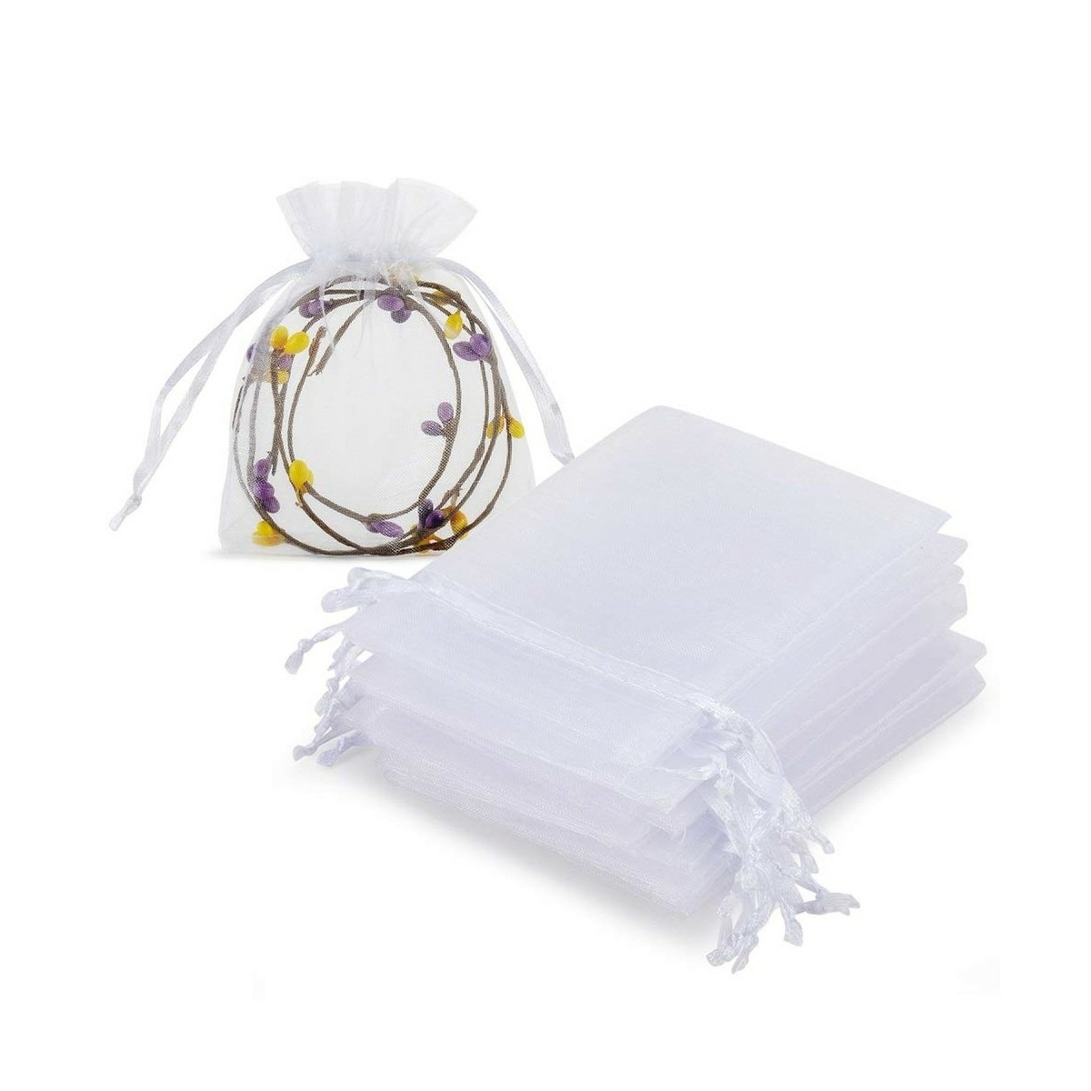 White Organza Fabric Organza Mini Bags 100pcs White Organza