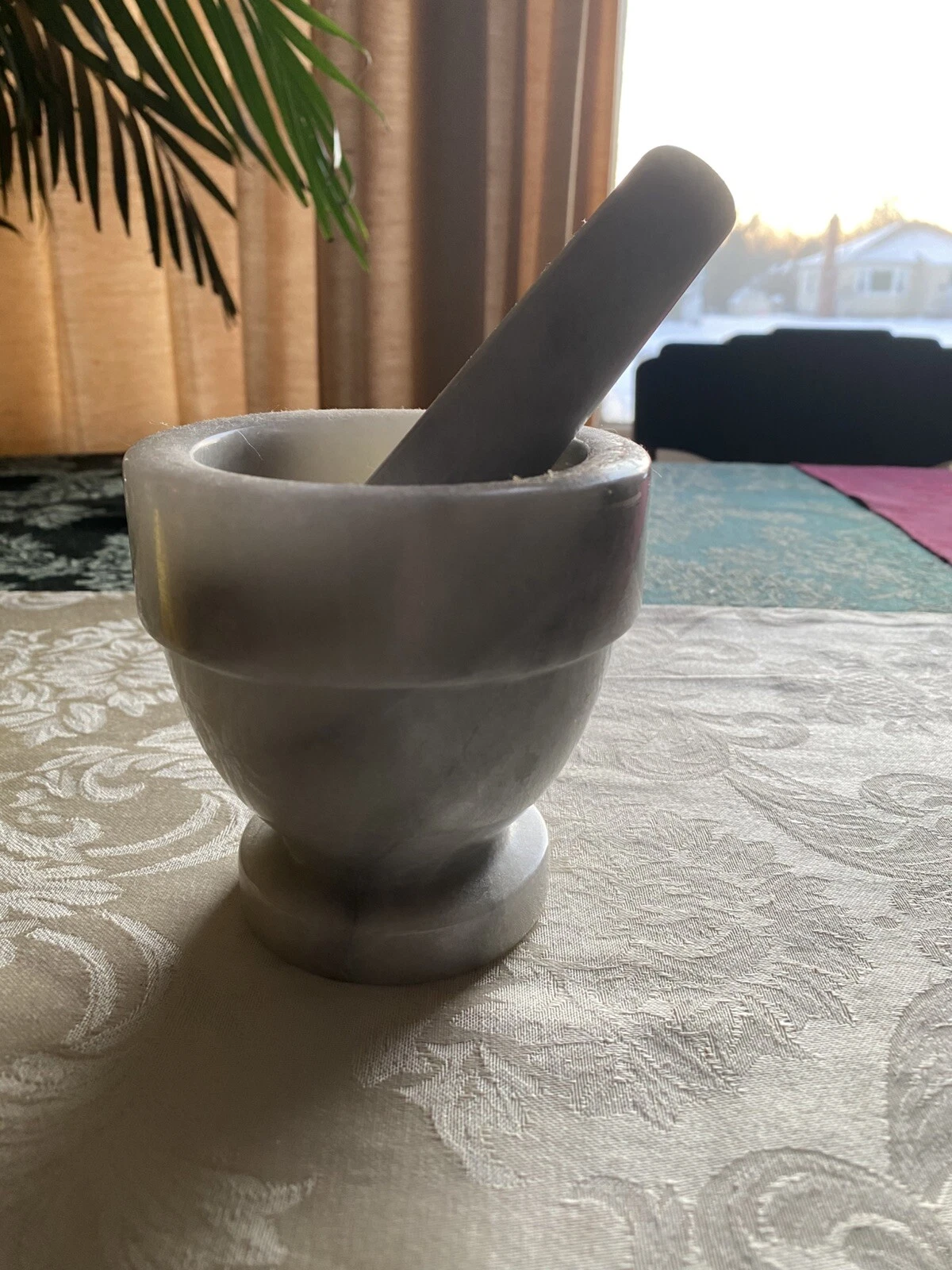 Vintage Apothecary White Marble Mortar and Pestle 4 x 4 in