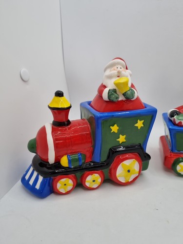 Christmas Train By Premier Decoration Ceramic Pots With Lids Table New Gift - Picture 2 of 14