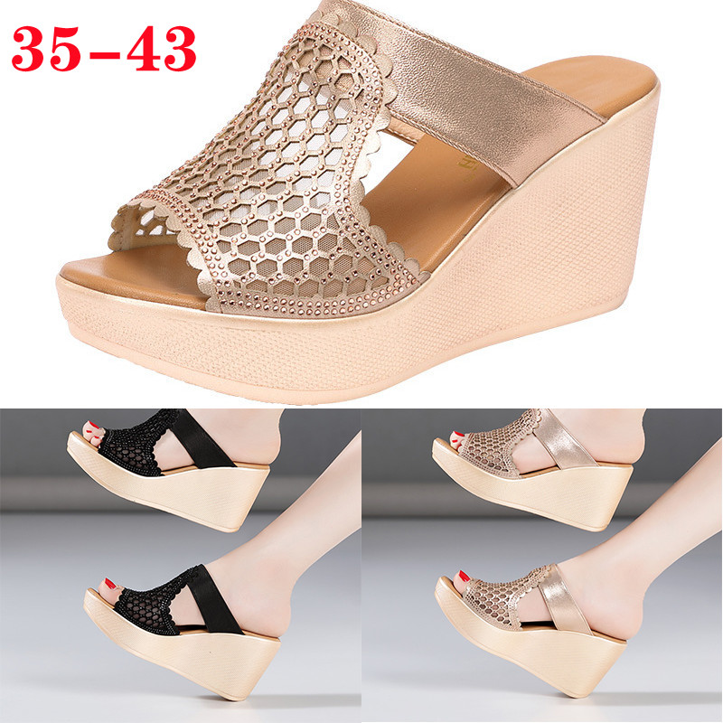 PANTOFOLA D’ORO Sandali donna plateau pantofole zeppa tacchi alti punta aperta scarpe estive mules taglia