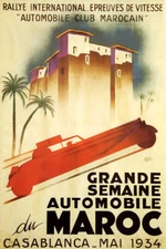 1934 CAR RACE CASABLANCA MAROC MOROCCO AUTOMOBILE CLUB FINE VINTAGE POSTER REPRO