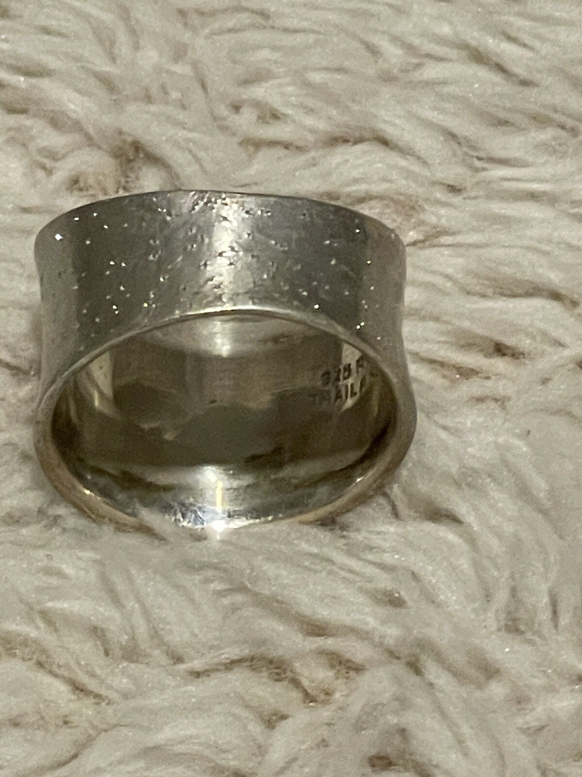 Zales Sterling Silver Concaved Speckled Dot Tapered Cigar Band RCI Ring .925 Sz7