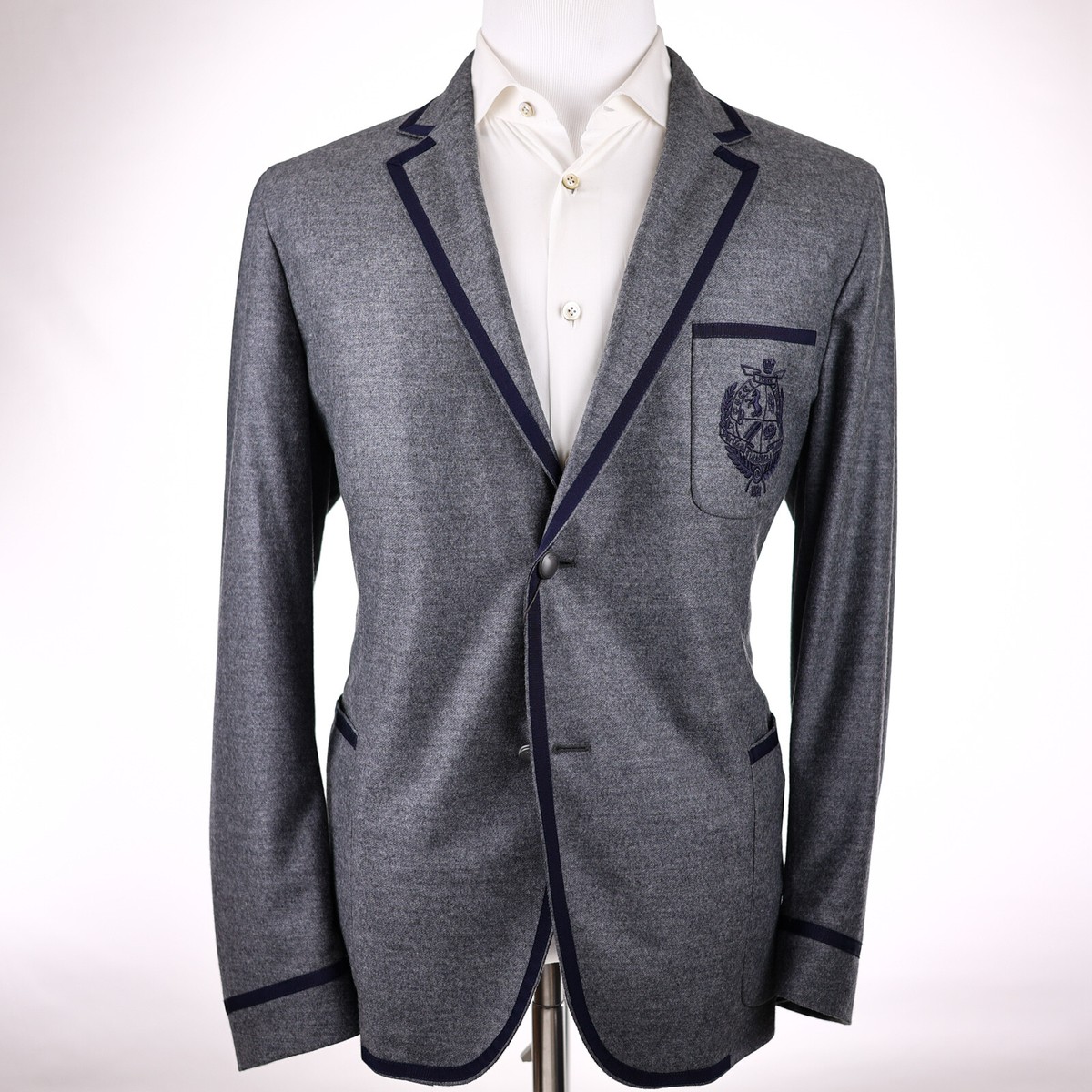 NEW $3,895 Gucci 'Raw Cut Light Jersey' Gray/Blue Logo Crest NEW $3,895 Gucci 'Raw Cut Light Jersey' Gray/Blue Logo Crest