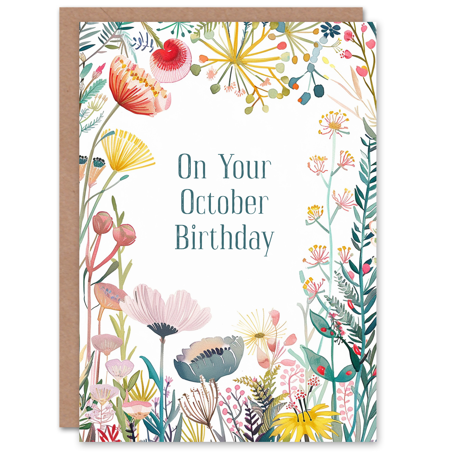 Greeting Card Born in October Bright Sincere Floral Flowers Birthday