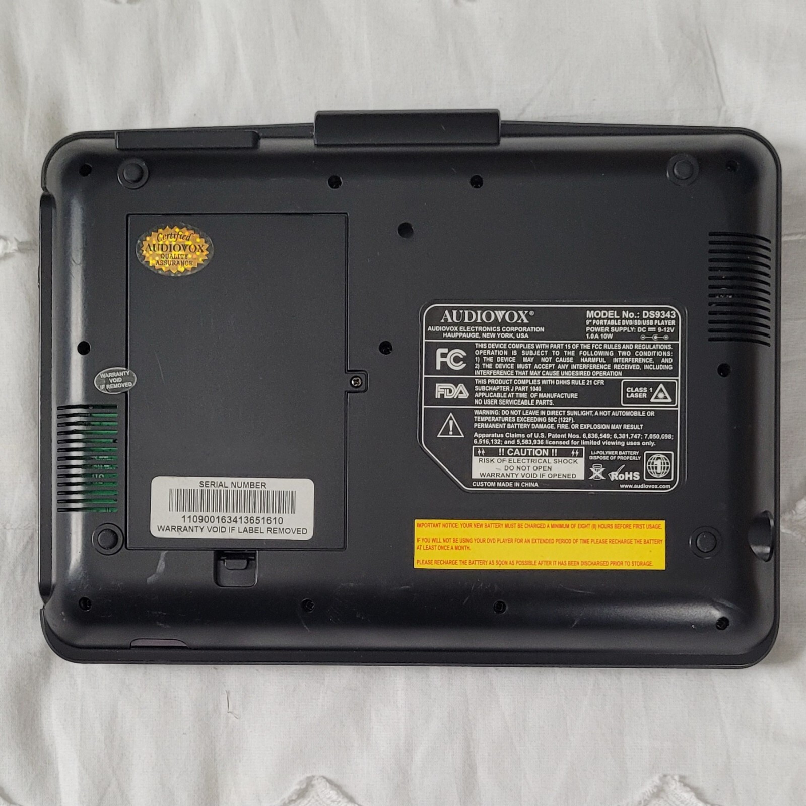 Audiovox Portable DVD Player for parts eBay