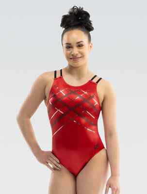 NWT Women s GK Elite Red Strappy Dazzle Leotard AXS, AS, AM, Style E4806 $69.99