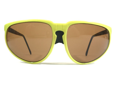 Vintage Cebe Sunglasses Black Green Geometric Frames with Brown Lenses