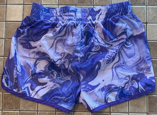 Girls Champion Shorts Medium Purple White Marble Print Athletic - Picture 2 of 4