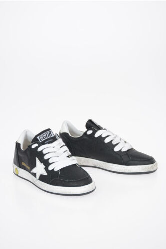 Golden Goose Unisex Kids Sneakers Black Leather Rubber Sole All Star ...