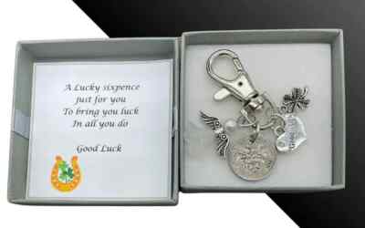 Personalisierter Schlüsselring Lucky Sixpence Good Luck Neuheit - Geschenk