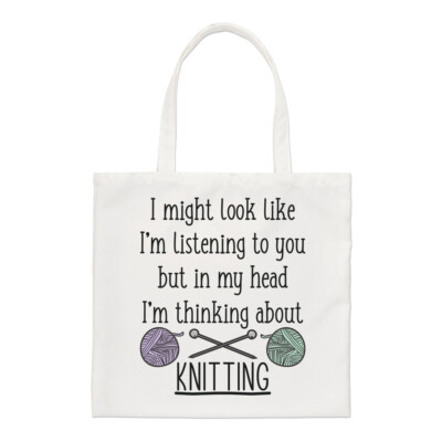 Gift Base Tote Bag Natur Polyester  I Might Look Like I m Listening  Muttertag