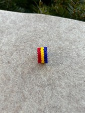 Romania Flag Color Ring,Patriotic Ring,Artisan Beaded Flag Color Unisex Ring