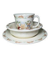 Royal Doulton Bunnykins China Set Childs 3 Piece Cup Bowl Plate Rocket Ship
