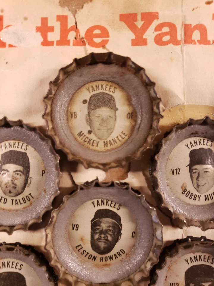 Colección de tapas de botellas de Coca-Cola 1967 Mickey Mantle Bouton Murcer Tresh Howard Foto 4 de 4