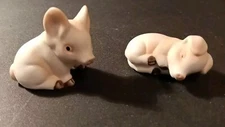 Bisque Porcelain Sleeping Piglets Pigs Salt & Pepper Shakers Farmhouse Decor