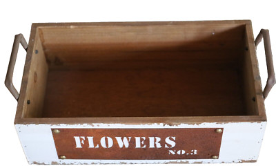 Deko-Box, Deko-Tablett aus Holz mit Metallgriffen, Vintage-Look, 32 x 18 cm