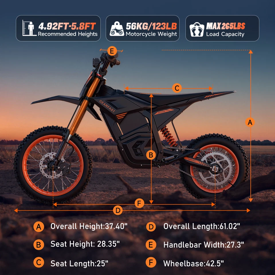 Elektro Motorrad Dirt Bike Fahrrad 48V21AH All Terrain eBike Peak 2500W Bis 55KM - Bild 3 von 4